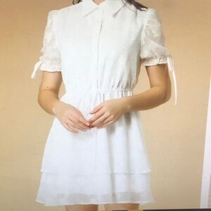 ALLEGRA K/PETER PAN COLLAR FLORAL DRAWSTRING CHIFFON LAYERED DRESS/NWT
